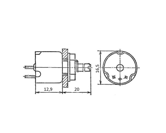 СПО-0,5 0,5W(Ватт) 470Ω(Ом)±20%-A, ВС2-20 сплошной с шлицем Резистор переменный (потенциометр), фото