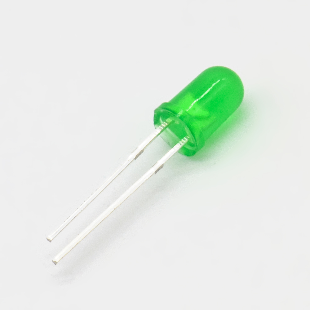 5mm green Светодиод выводной зеленый Ø 5mm 2V(Вольт) 20mA(Миллиампер) 30mCd(Милликандел) 20градусов, Ruichi., фото