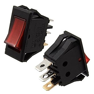 IRS-1-4C on-off, 10A 250V Переключатель клавишный (красный) , фото