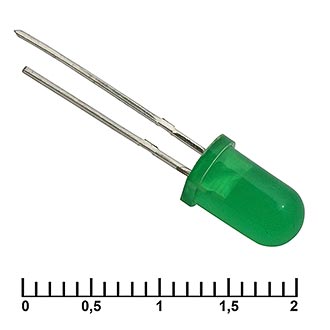 5mm green Светодиод выводной зеленый Ø 5mm 2V(Вольт) 20mA(Миллиампер) 30mCd(Милликандел) 20градусов, Ruichi, фото