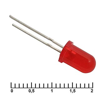 5mm red (красный) 5mm 30mcd 20mA 2V 20d светодиод, фото