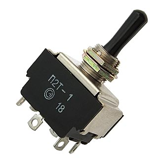 П2Т-1 on-off-on, 6A(Ампер) 250V(Вольт) Тумблер двухполюсный, пайка, АГ0.360.406ТУ, 2018г, фото