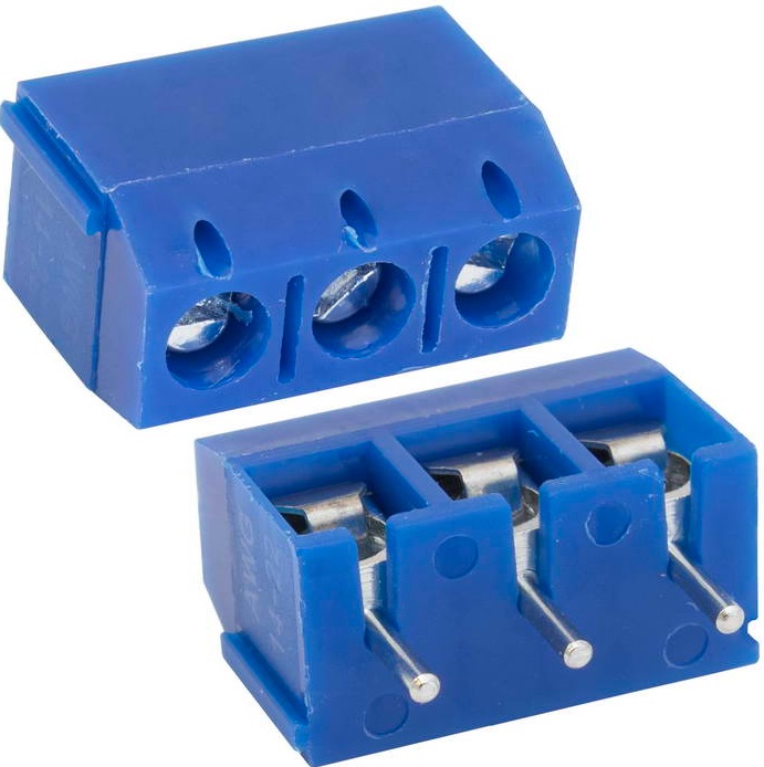 RG301-5.0-03P 15A(Ампер) 300V(Вольт) 3 контакта, шаг 5,0mm, 1 ряд контактов Клеммник винтовой, на плату, RUICHI, фото