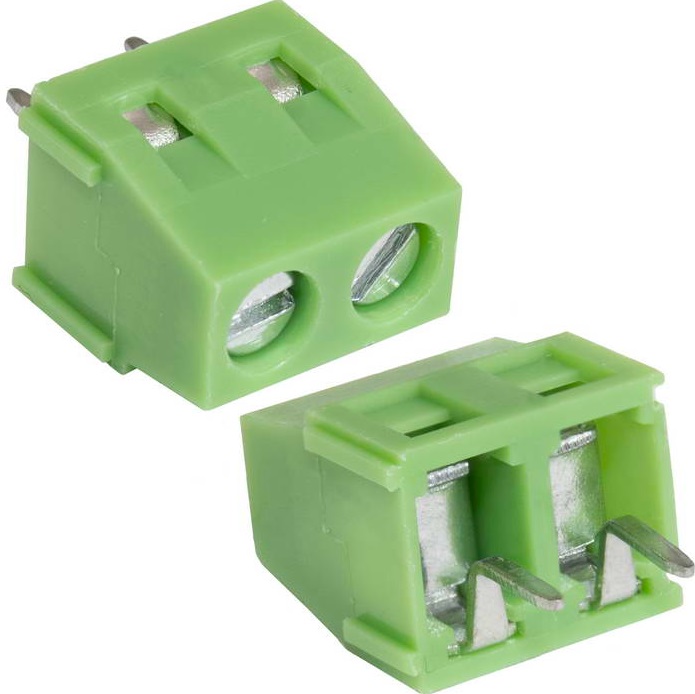 RG304-5.0-02P 12A(Ампер) 300V(Вольт) 2 контакта, шаг 5mm, 1 ряд контактов Клеммник винтовой, на плату, RUICHI, фото