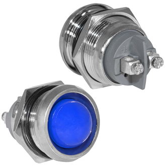 GQ22SR-B 12-24VDC(Вольт) Ø22mm Лампа индикаторная светодиодная синяя металл, Ruichi, фото