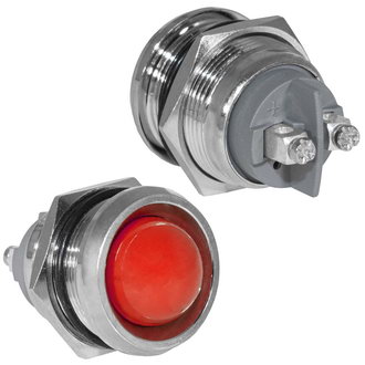 GQ22SR-R 12-24VDC(Вольт) Ø22mm Лампа индикаторная светодиодная красная металл, Ruichi, фото
