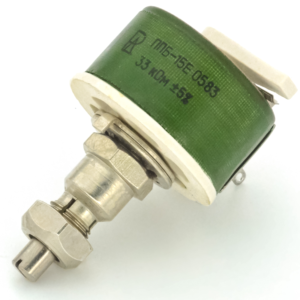 ППБ-15Е 15W(Ватт) 33kΩ(кОм)-А±5%, Е-ВС2(под шлиц) Резистор переменный (потенциометр), фото