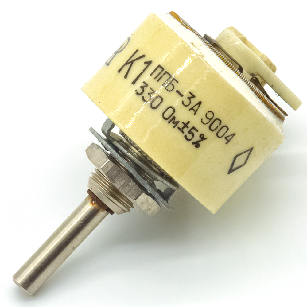 ППБ-3А 3W(Ватт) 330Ω(Ом)-А±5%, А-ВС1(сплошной гладкий) Резистор переменный (потенциометр), "5", фото