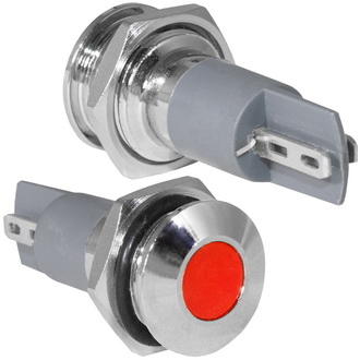 GQ12PF-R 12-24VDC(Вольт) Ø12mm Лампа индикаторная светодиодная красная металл, Ruichi, фото