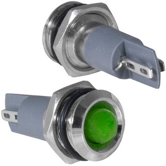 GQ12PR-G 12-24VDC(Вольт) Ø12mm Лампа индикаторная светодиодная зеленая металл, Ruichi, фото