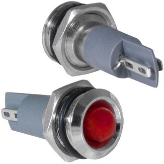 GQ12PR-R 12-24VDC(Вольт) Ø12mm Лампа индикаторная светодиодная красная металл, Ruichi, фото