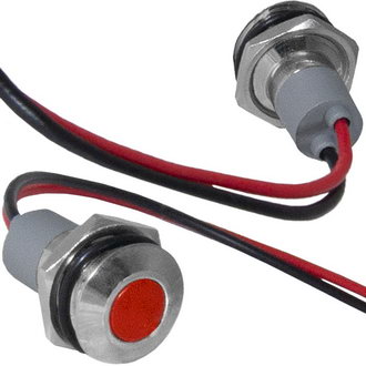 GQ12WF-R 12-24VDC(Вольт) Ø12mm Лампа индикаторная светодиодная красная металл, Ruichi, фото