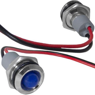 GQ12WR-B 12-24VDC(Вольт) Ø12mm Лампа индикаторная светодиодная синяя металл, Ruichi, фото