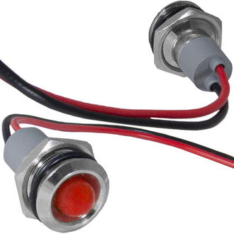 GQ12WR-R 12-24VDC(Вольт) Ø12mm Лампа индикаторная светодиодная красная металл, Ruichi, фото