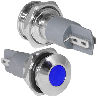GQ14PF-B 12-24VDC(Вольт) Ø14mm Лампа индикаторная светодиодная синяя металл, Ruichi, фото