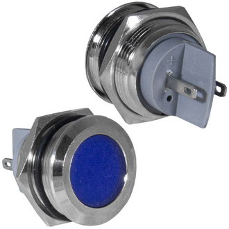 GQ16PF-B 12-24VDC(Вольт) Ø16mm Лампа индикаторная светодиодная синяя металл, Ruichi, фото