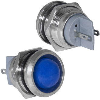 GQ16PR-B 12-24VDC(Вольт) Ø16mm Лампа индикаторная светодиодная синяя металл, Ruichi, фото