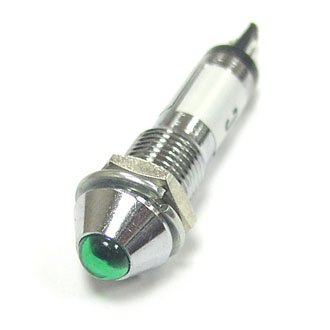 L-705-G 12VDC Ø8mm Лампа индикаторная светодиодная зеленая металл, фото