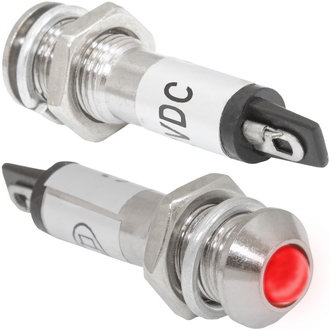 L-706-R 12VDC(Вольт) Ø8mm Лампа индикаторная светодиодная красная металл, Ruichi, фото