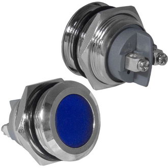 GQ19SF-B 12-24VDC(Вольт) Ø19mm Лампа индикаторная светодиодная синяя металл, Ruichi, фото