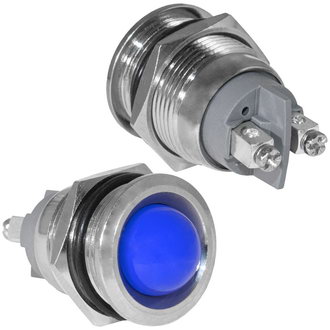 GQ19SR-B 12-24VDC(Вольт) Ø19mm Лампа индикаторная светодиодная синяя металл, Ruichi, фото