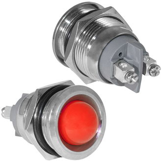 GQ19SR-R 12-24VDC(Вольт) Ø19mm Лампа индикаторная светодиодная красная металл, Ruichi, фото