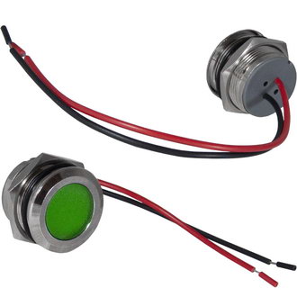 GQ19WF-G 12-24VDC(Вольт) Ø19mm Лампа индикаторная светодиодная зеленая металл, Ruichi, фото