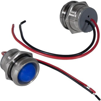 GQ19WR-B 12-24VDC(Вольт) Ø19mm Лампа индикаторная светодиодная синяя металл, Ruichi, фото