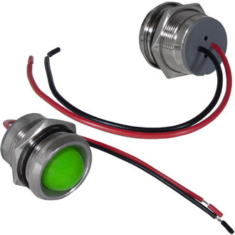 GQ19WR-G 12-24VDC(Вольт) Ø19mm Лампа индикаторная светодиодная зеленая металл, Ruichi, фото