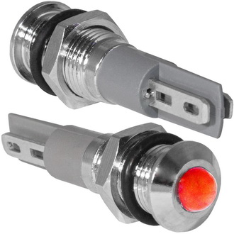 GQ6PR-R 12-24VDC(Вольт) Ø6mm Лампа индикаторная светодиодная красная металл, Ruichi, фото