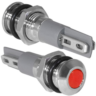 GQ8PF-R 12-24VDC(Вольт) Ø8mm Лампа индикаторная светодиодная красная металл, Ruichi, фото