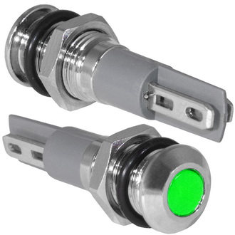 GQ8PF-G 12-24VDC(Вольт) Ø8mm Лампа индикаторная светодиодная зеленая металл, Ruichi, фото