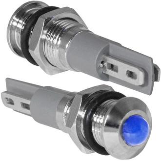 GQ8PR-B 12-24VDC(Вольт) Ø8mm Лампа индикаторная светодиодная синяя металл, Ruichi, фото