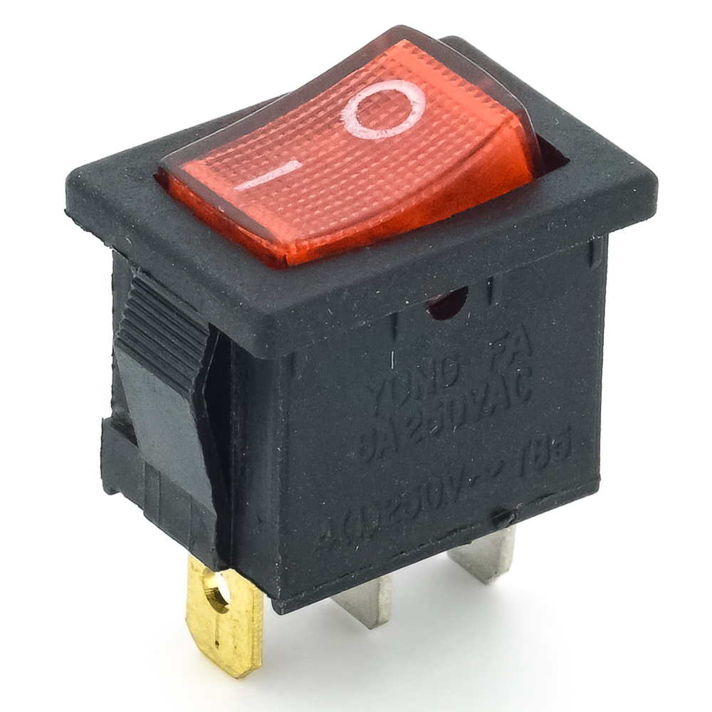 MIRS-101(А)-2 on-off, 10A 250V Переключатель клавишный (красный) , фото