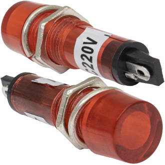 N-804-R 220VAC(Вольт) Ø10mm Лампа индикаторная неоновая красная пластмасса, Ruichi., фото