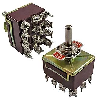 KN3(B)-403A on-off-on, 10А(Ампер) 250V(Вольт) Тумблер четырехполюсный, пайка, RUICHI, фото