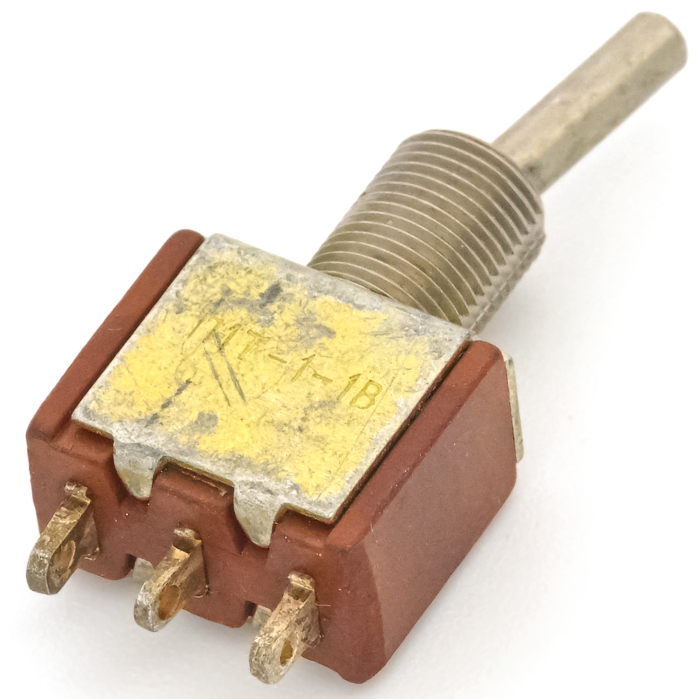 П1Т-1-1В on-on, 5A(Ампер) 250V(Вольт) Микротумблер однополюсный, пайка, АГ0.360.408ТУ, 1993г, фото