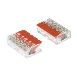 PCT-415 orange 24A(Ампер) 300V(Вольт) 5 контактов Клеммник самозажимной соединительный, на провод (аналог WAGO), RUICHI, фото