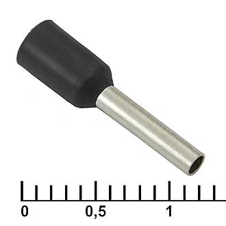 DN01008 (НШВИ 1-8) 8mm, 1mm² black Наконечник штыревой втулочный изолированный., фото