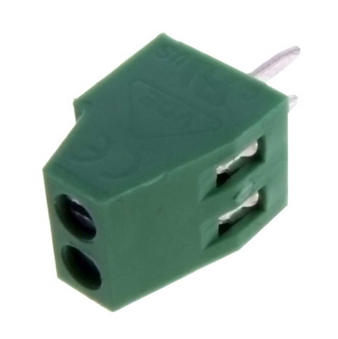 GT308-2.54-02P-14-00 6A(Ампер) 150V(Вольт) 2 контакта шаг 2,54mm 1 ряд контактов Клеммник винтовой, на плату, GOLTEN, фото