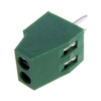 GT308-2.54-02P-14-00 6A(Ампер) 150V(Вольт) 2 контакта шаг 2,54mm 1 ряд контактов Клеммник винтовой, на плату, GOLTEN, фото