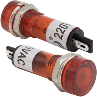 N-805-R 220VAC(Вольт) Ø10mm Лампа индикаторная неоновая красная пластмасса, Ruichi, фото