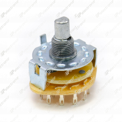 SR25N-1-1-12-15F 12 положений 1 направление 0,3A(Ампер) 125V(Вольт) вал 15mm (F - гладкий сплошной с прямой лыской) Переключатель галетный на провод, 