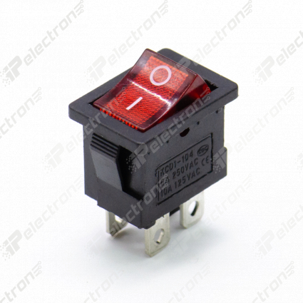 KCD1-104 on-off, 6A 250V Переключатель клавишный (красный)  фото
