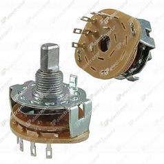 SR25N-1-1-5-15F 5 положений 1 направление 0,3A(Ампер) 125V(Вольт) вал 15mm (F - гладкий сплошной с прямой лыской) Переключатель галетный на провод